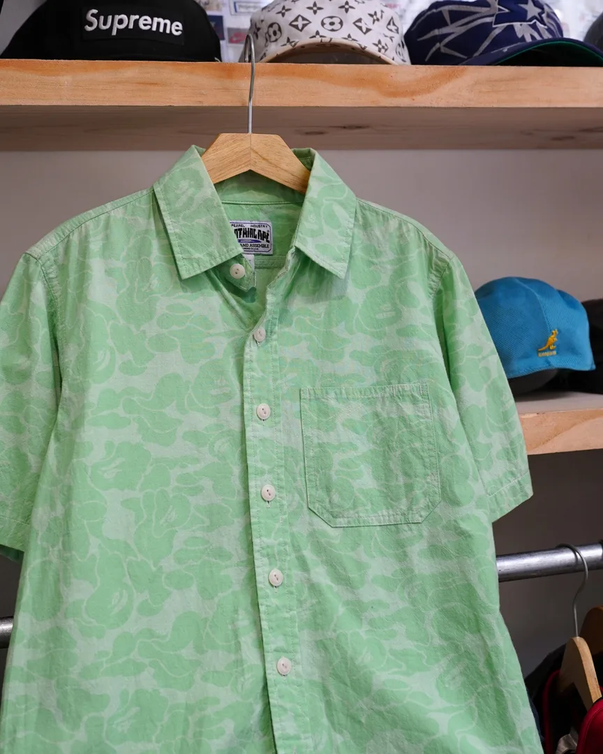 BAPE ABC CAMO SHORT SLEEVE BUTTON-UP SHIRT